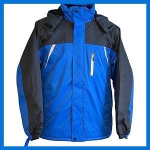 NWOT Pasuxi Mens Blue Black Hooded Winter Jacket Coat Size XL